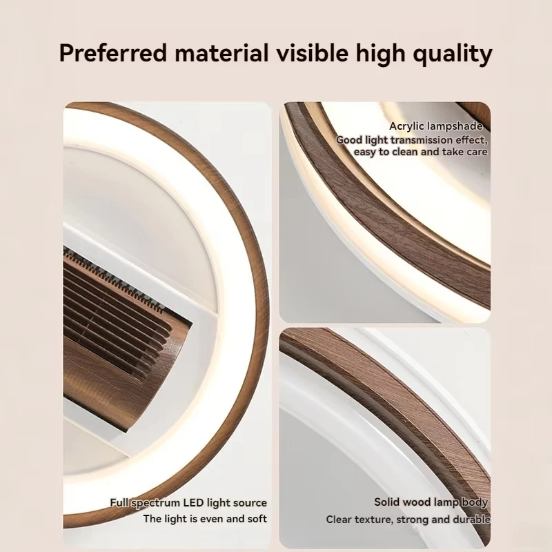 Modern Round Ceiling Fan With Light For Bedroom Study Living Room 48CM Minimalist Bladeless Ceiling Fans With Lights And Remote