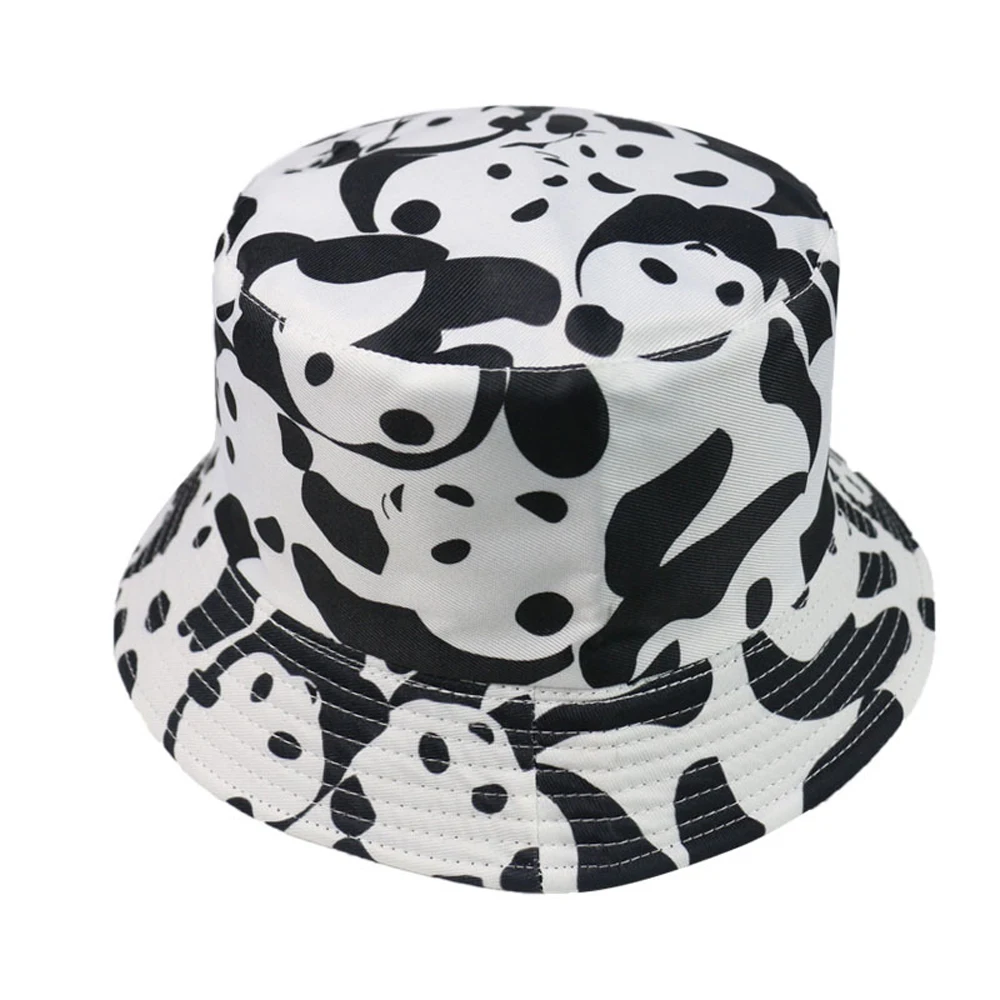 Black White Cow Bucket Hat Men Women Hip Hop Fishing Cap Adult Panama Bob Summer Lovers Flat Cotton