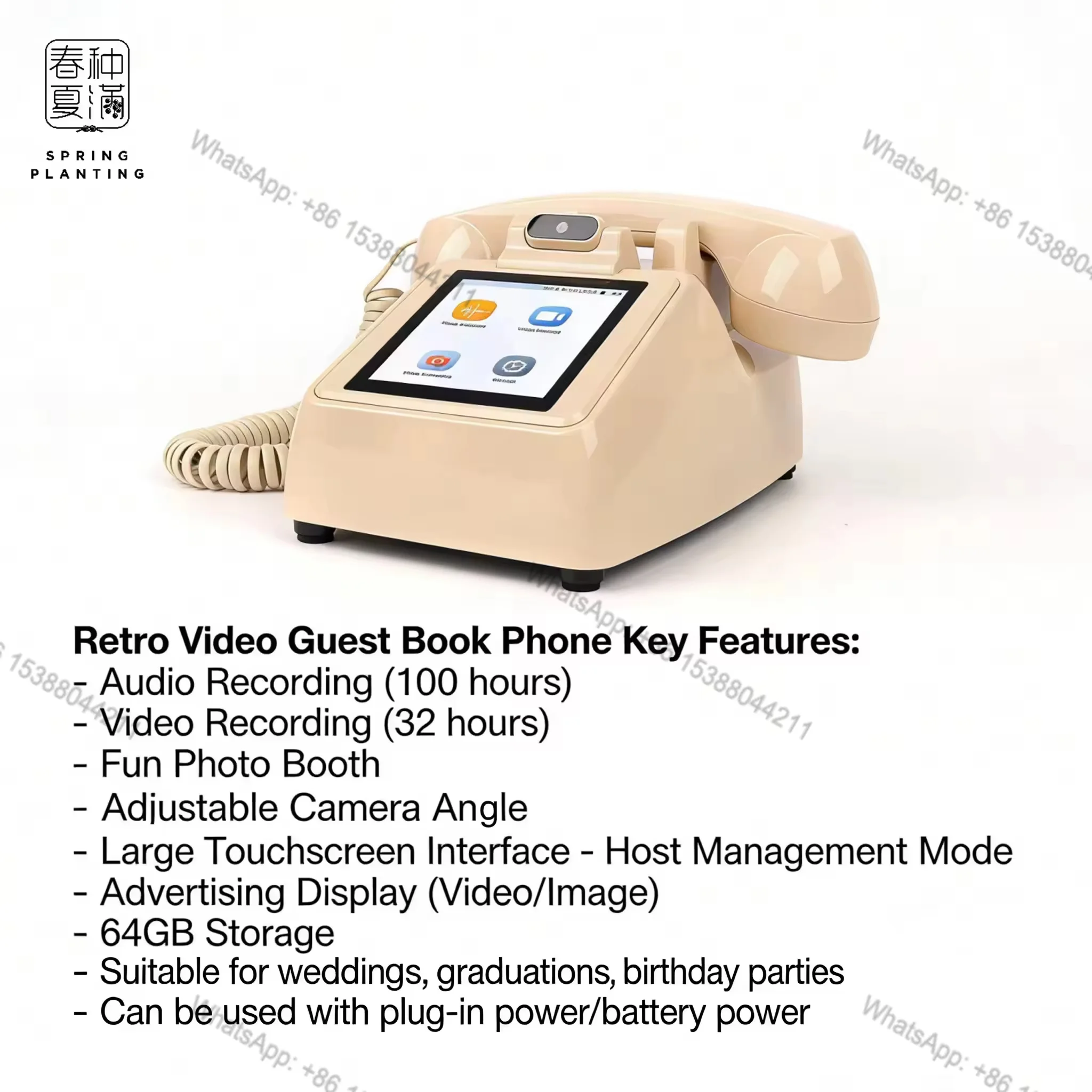 Hot SPRING PLANTING Touch-screen 8'' Audio&Video Guestbook 64GB Phone Recorder Video Guestbook for Wedding Decoration & Supplies