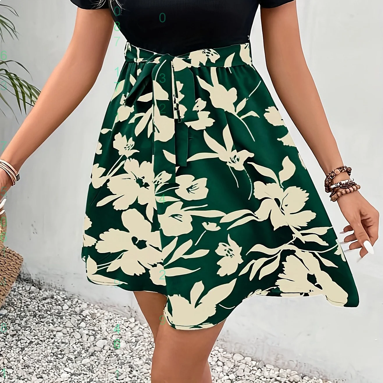 Romantic Floral Sexy Tie Front Skirt Spring Summer Women Fashion Midi Skirts