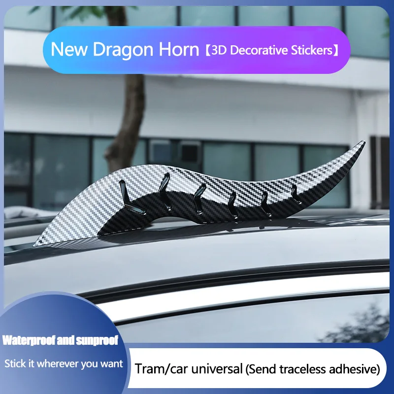 A Pair New Style Dragon Horn Car Roof Modification for Cars Universal 3D Devil Horn Style Roof Decorative Accessory