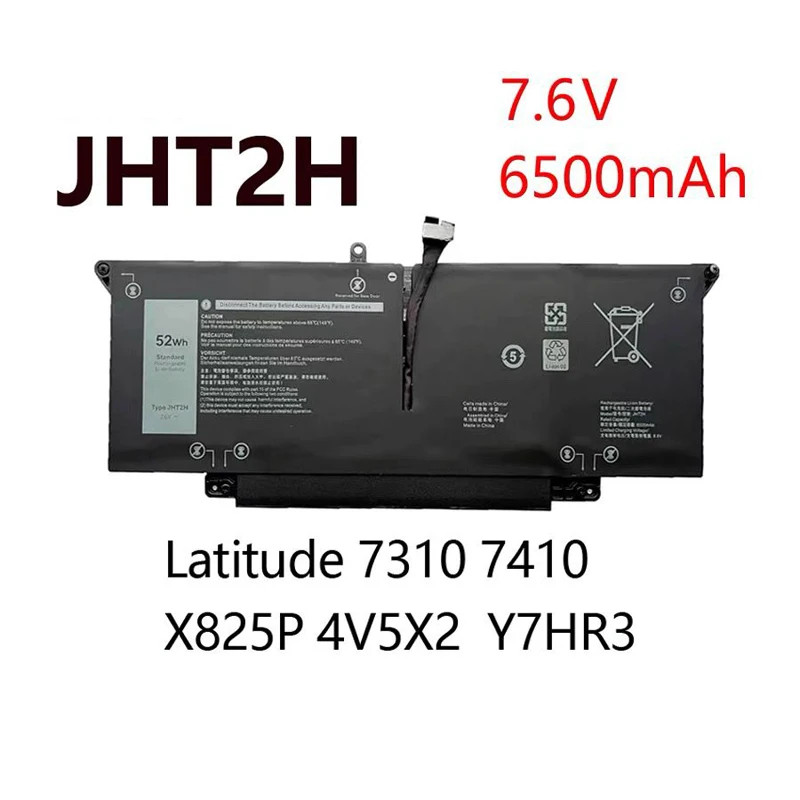 JHT2H Laptop Battery for Dell Latitude 7310 7410 Series 4V5X2 Y7HR3 35J09 HRGYV WY9MP XMV7T 7CXN6 T3JWC 0YJ9RP 009YYF 7.6V 52Wh
