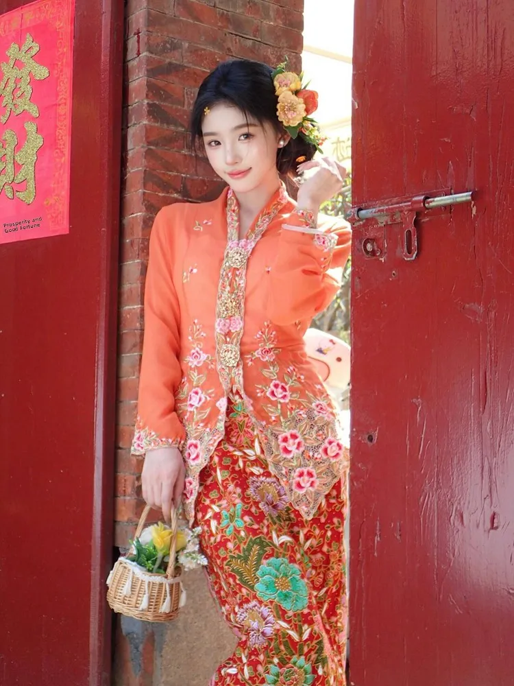 

Ethnic Dai Women's Clothing Set Floral Hairpin Travel Photography Shoot Nio Chinese Traditional Costume Stage Performance