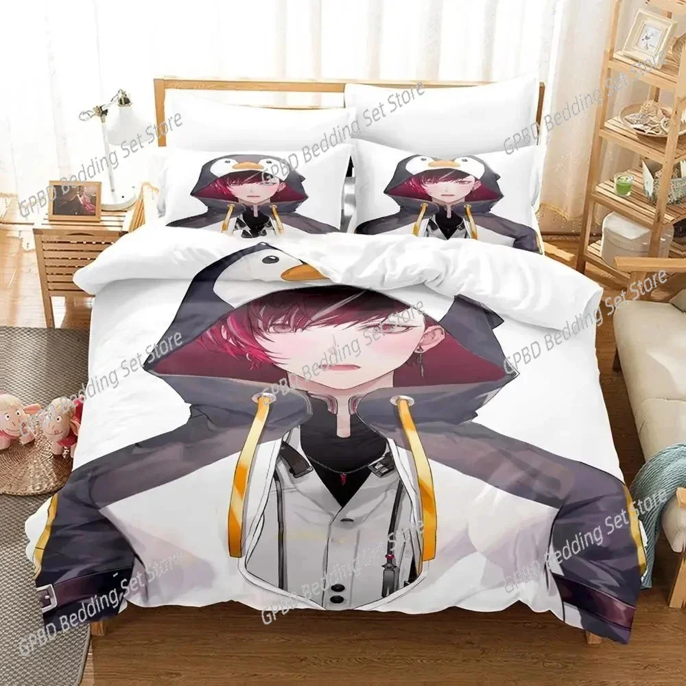 Anime Ver Vermillion NIJISANJI EN Bedding Set Duvet Cover Bed Set Quilt Cover Pillowcase Comforter king Queen Size Boys Adult