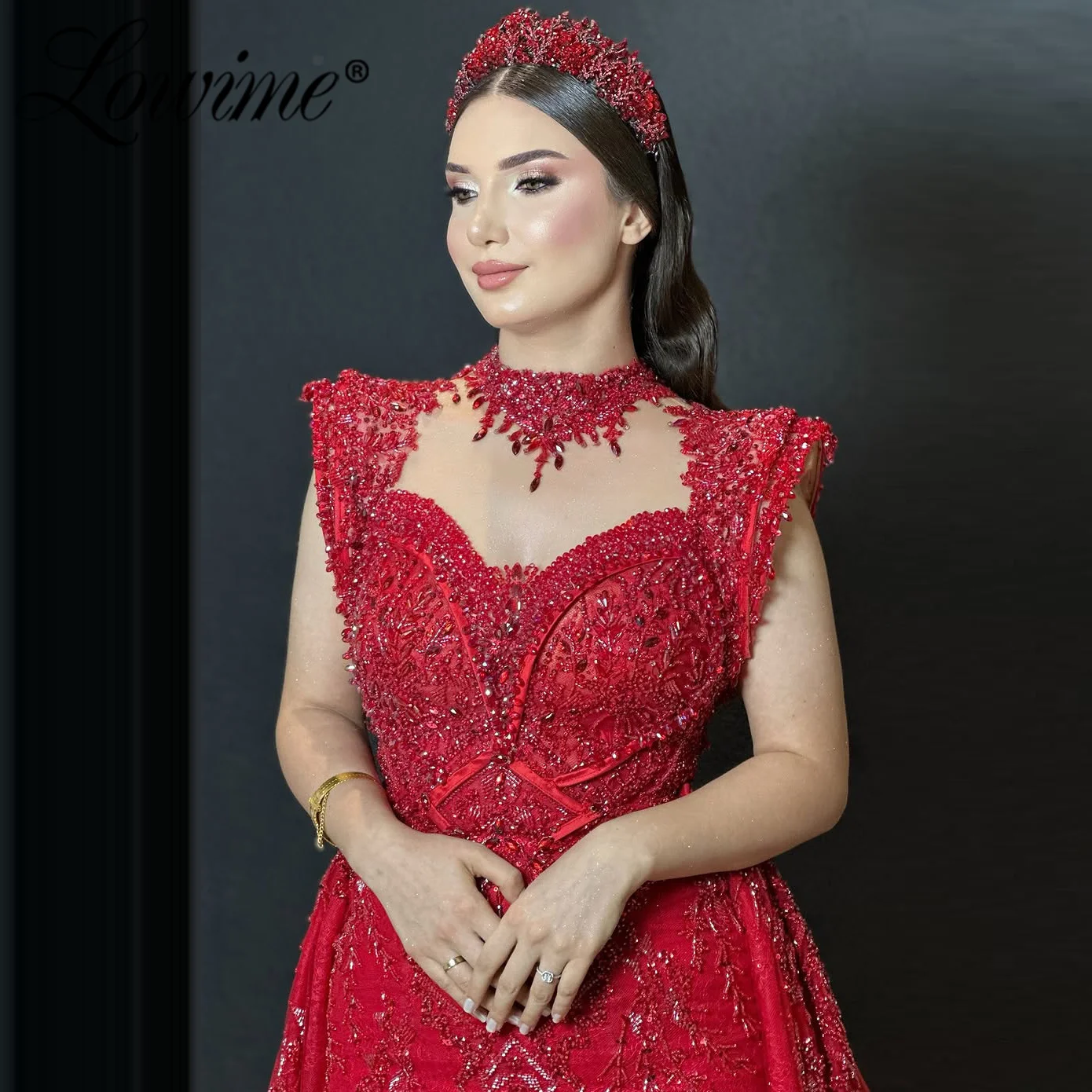 

Дубайское красное вечернее платье с накидкой, элегантное арабское платье для вечеринок, комплект из двух предметов, с рукавами-накидкой, длинное платье-русалка для выпускного вечера, на заказ