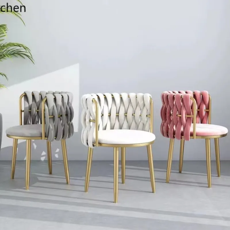 

HYS makeup chair bedroom dressing table stool backrest manicure rotate adjustable dressing stool