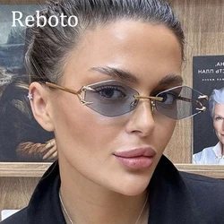 Rimless Polygonal Sunglasses Women 2024 Small Metal Frame Hexagon Punk Ladies Sun glasses Shades Unique Polygon Shades
