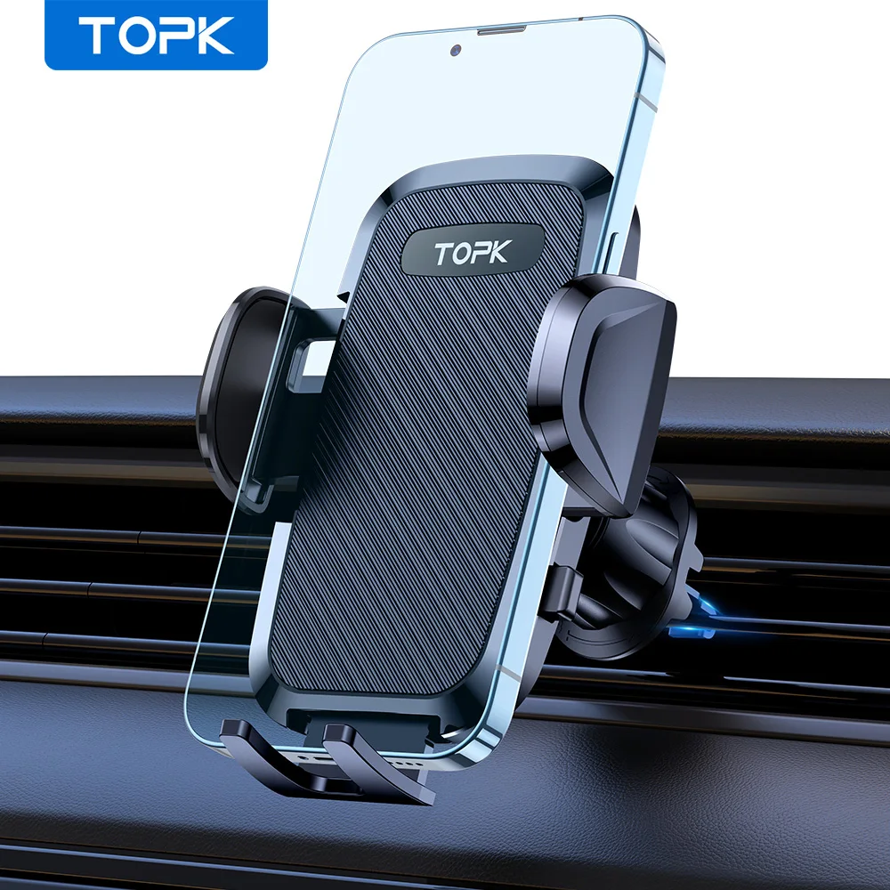TOPK Super stabile Autotelefonhalterung, Handyhalterung für Lüftungsschlitze für Auto, 2025 Metallhakenclip, 360 °   Rotation, Einhand-Freigabe.