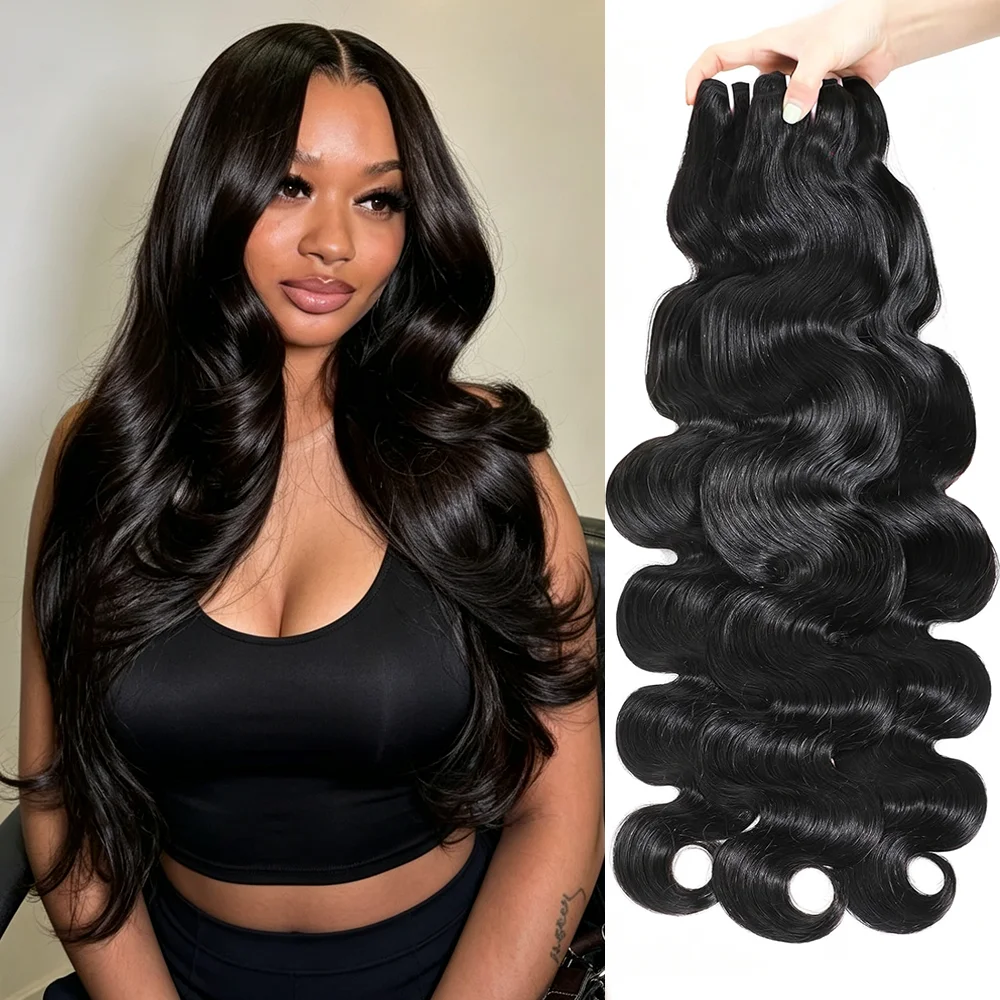 16A Grade Double Weft Brazilian Virgin Remy Body Wave 100% Human Hair Bundles Natural Color 30 Inch 2 3 4 Pcs  Raw Hair Extensions Pure Hair Bundles For Black Women
