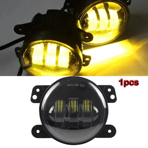Imagen 1 del producto Luces antiniebla LED amarillas de 4 pulgadas para Jeep Wrangler JK Unlimited JK 07-18 parachoques delantero Chip Led conducción todoterreno antiniebla 1 Uds
