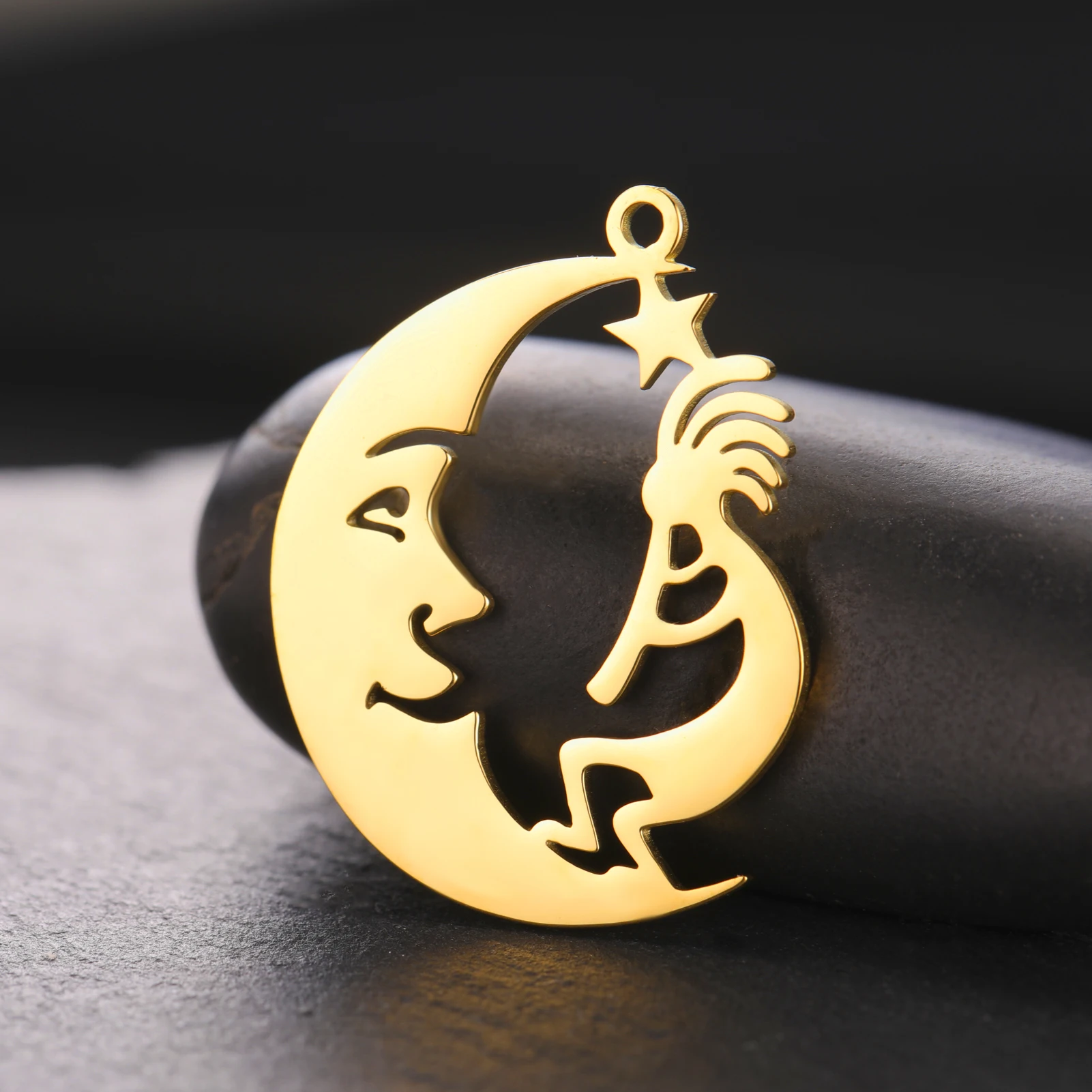 New Stainless Steel Crescent Moon Figure Charms Star Pendant For Necklace Earrings Keychain Making Accessories DIY Jewelry Gifts