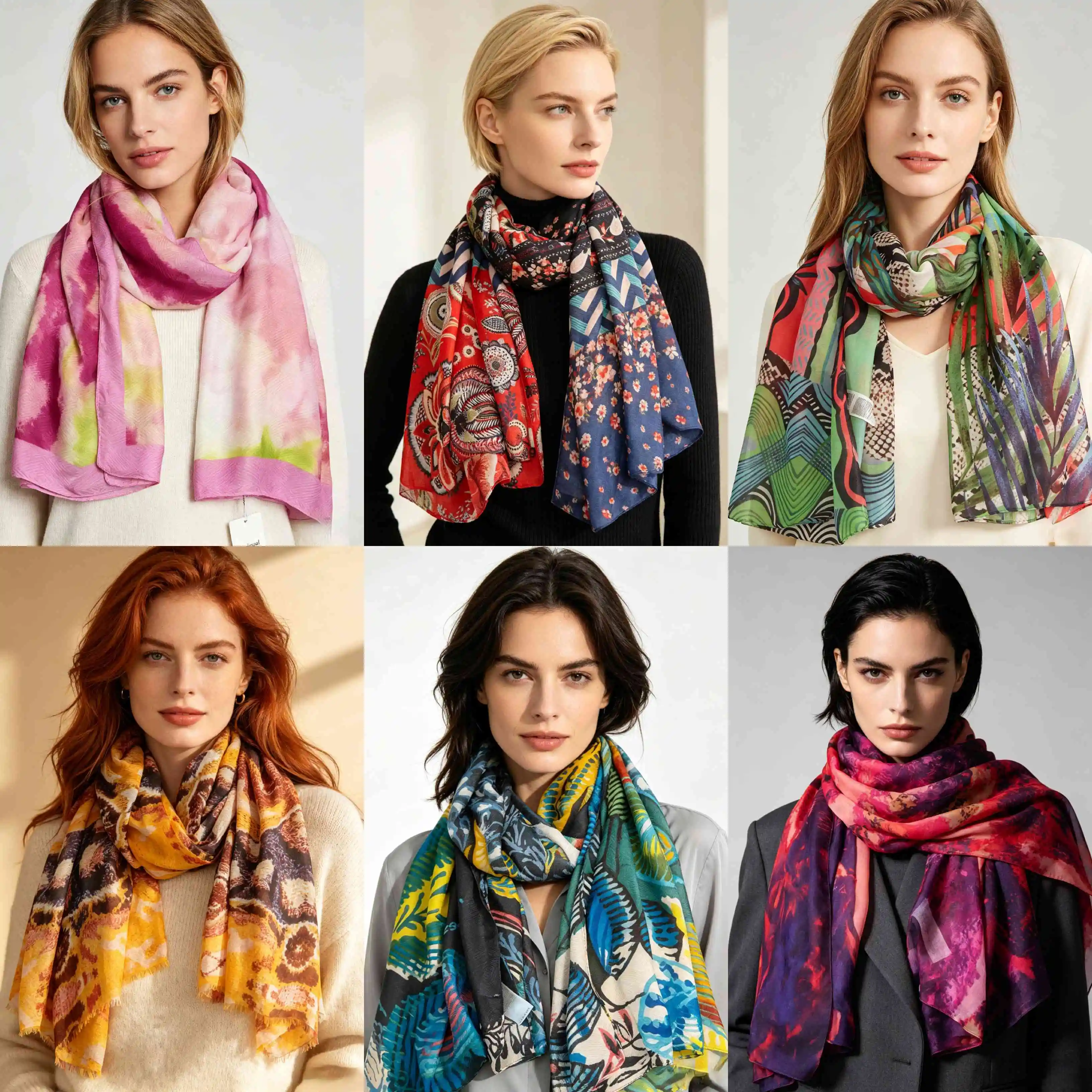 Foreign Trade Spain Original Order European and American Style Women's Scarf Large Size Printed Colorful Fabric Soft Big Shawl