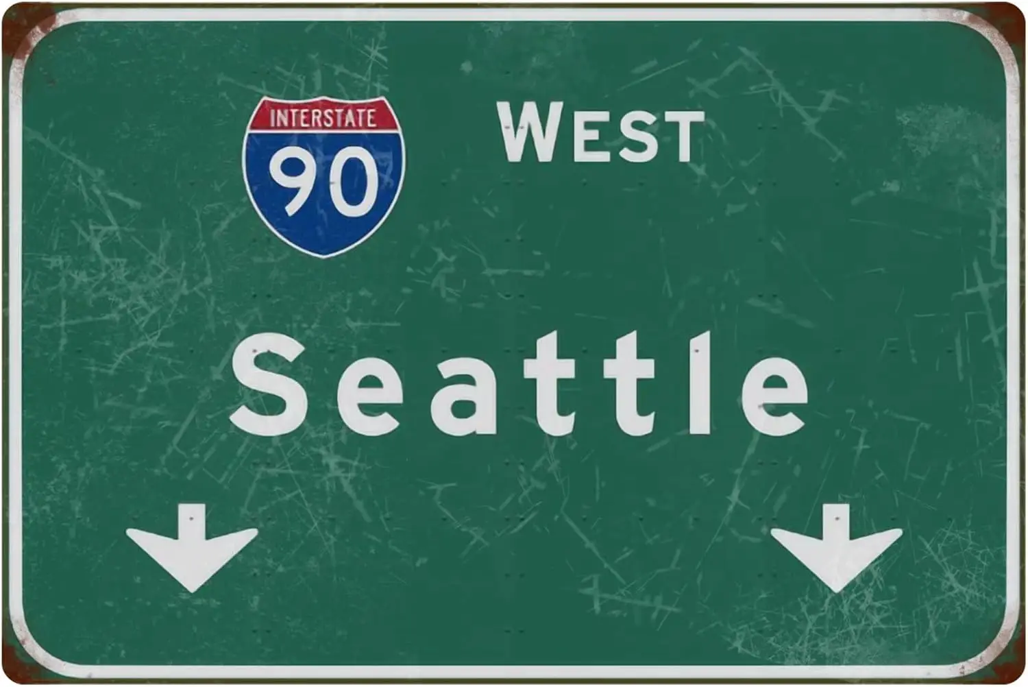 Tin Sign Vintage West Seattle Interstate 90 Road Bar Club Home Highway Airport Direction Wall Decoration es