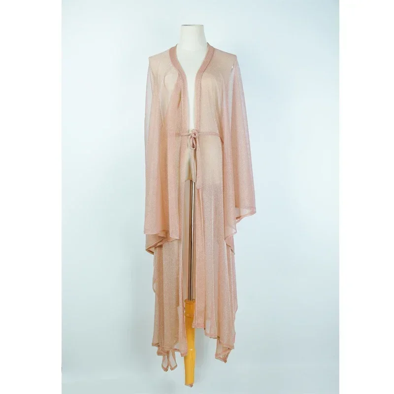 فساتين شاطئ ماكسي شفافة للنساء، فستان طويل، ملابس سباحة، ملابس شاطئ، سترة صيفية، رداء دي بلاج #5