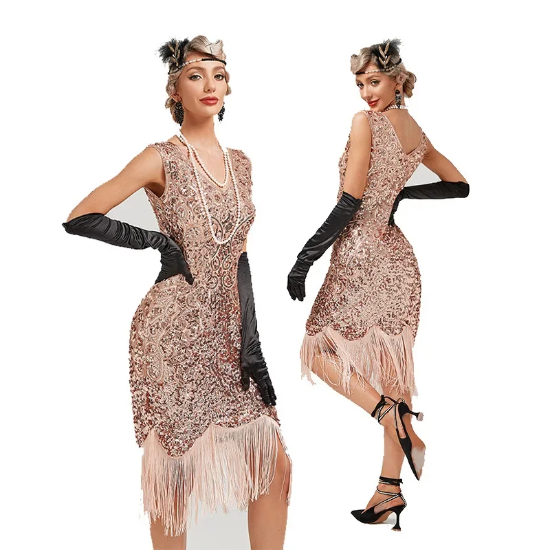 

Women's Long Skirt New 1920s Flapper Dress Vintage Great Gatsby Party Flapper Dress Bridesmaid Sleeveless Sequins Tassel Dresses