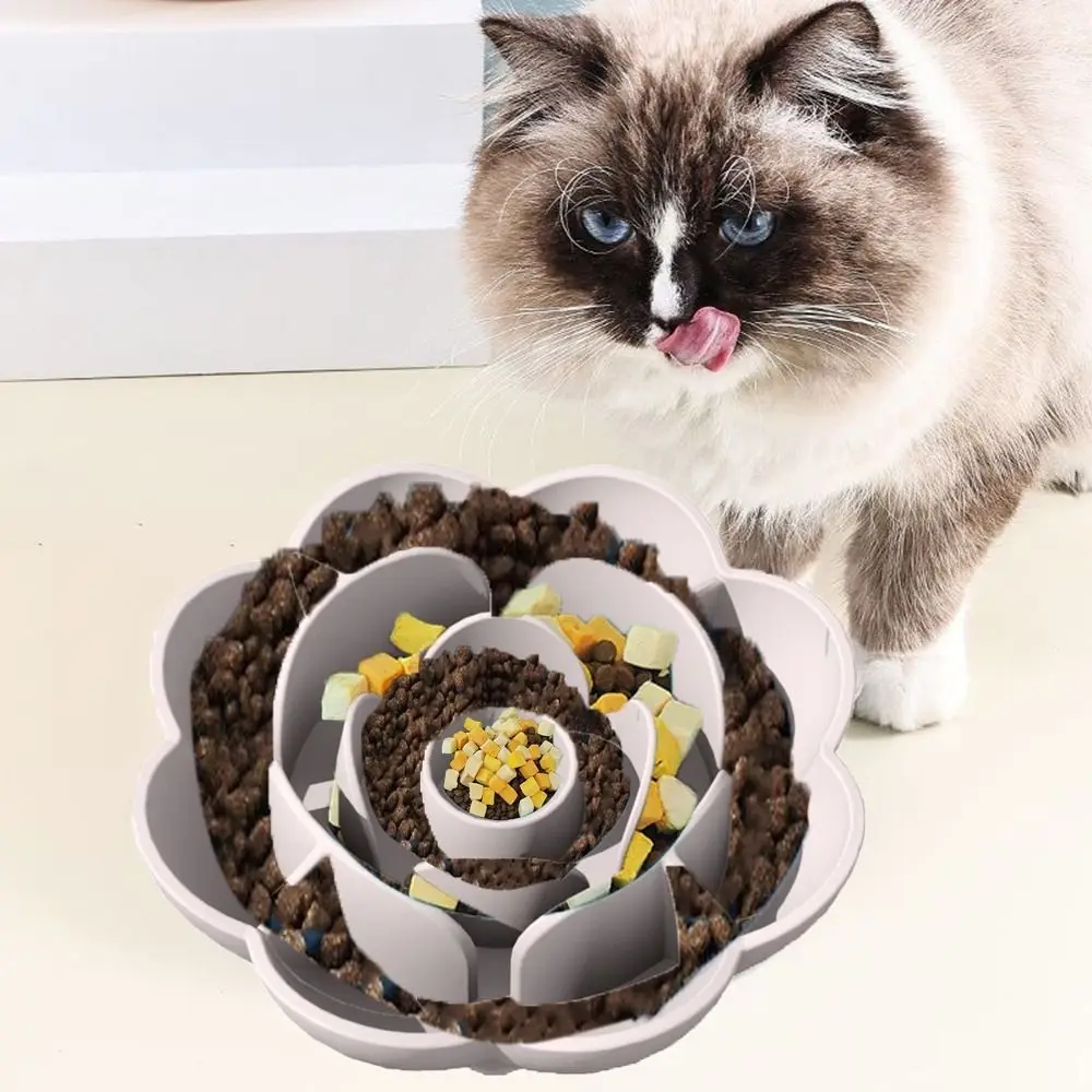 

Silicone Rose Shape Dog Bowl Anti-Knocking Anti-choking Pet Slow Food Bowl Non-Slip with Suction Cup Cat and Dog Food Bowl Home