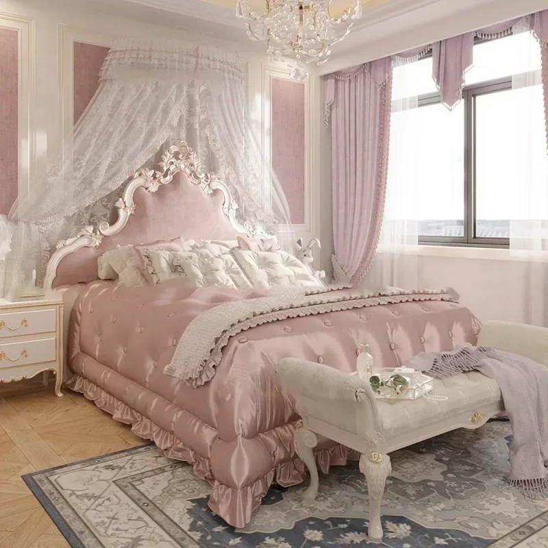Sleeping Princess Bed Luxury Double Modern Design European Simple Bed Children Castle Girls Wooden Beliche Unique Furniture