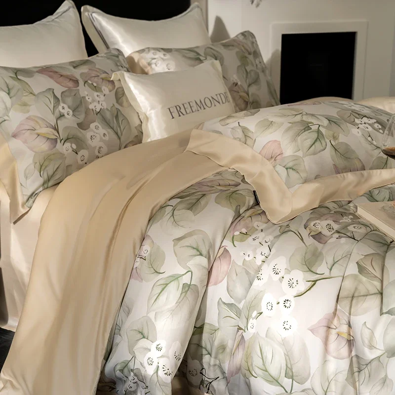 Svetanya 60s Lyocell Print Bedding Set King Queen Bed Linens Sheet Pillowcase Duvet Cover Underwear