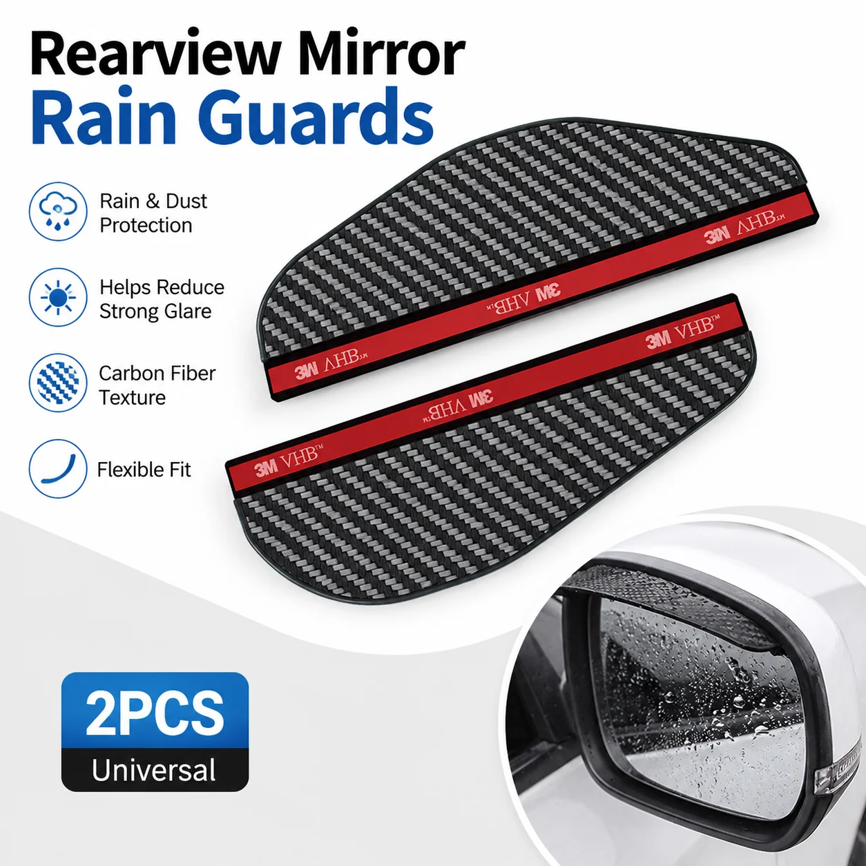 Car Rearview Mirror Rain Visor Wide Extended Mirror Rain Shield Waterproof Sun Shade Clear Vision Protector Auto Accessories