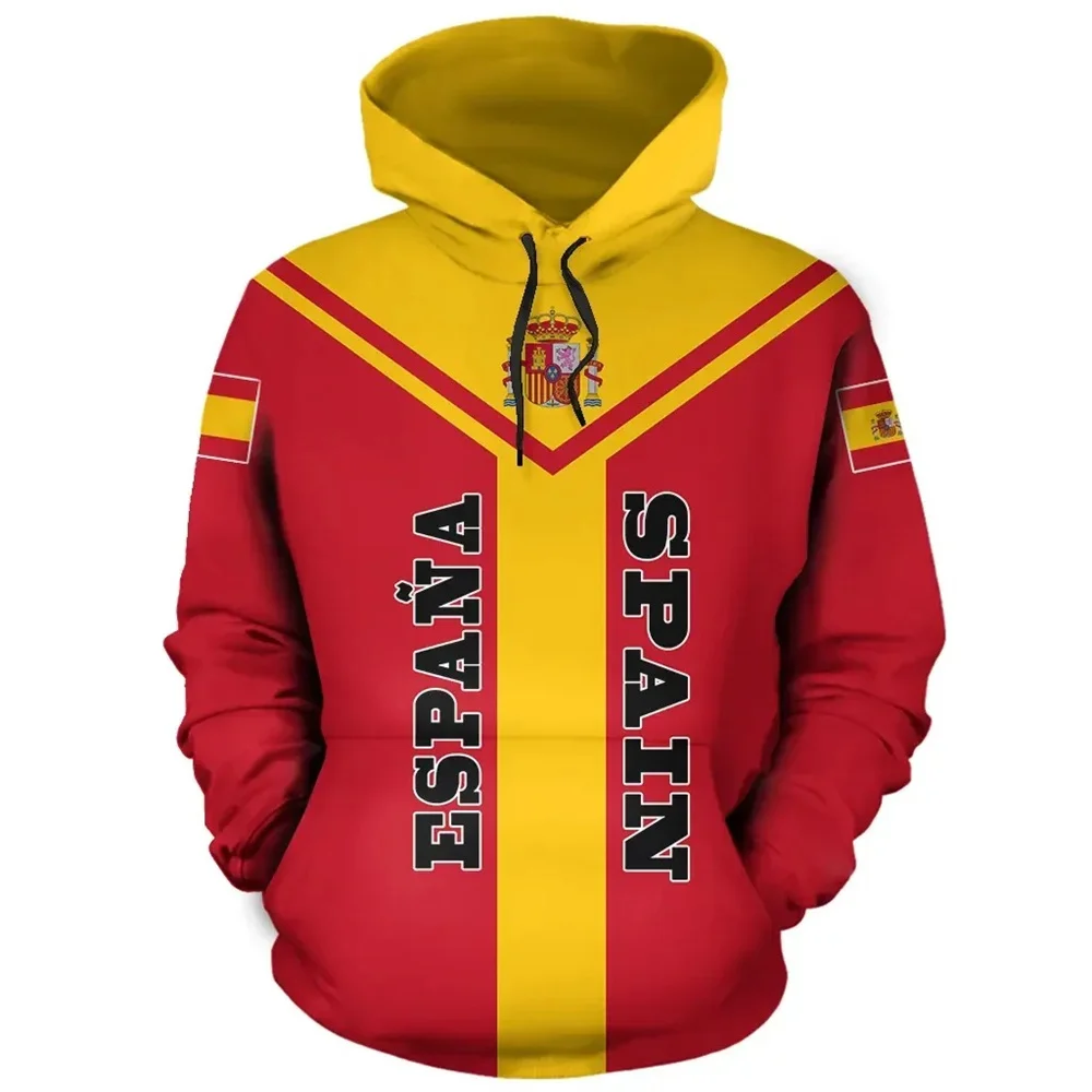 Sudadera con capucha con estampado de bandera nacional de España en 3D para hombre y mujer, ropa con emblema de fútbol Pop, jerséis y2k