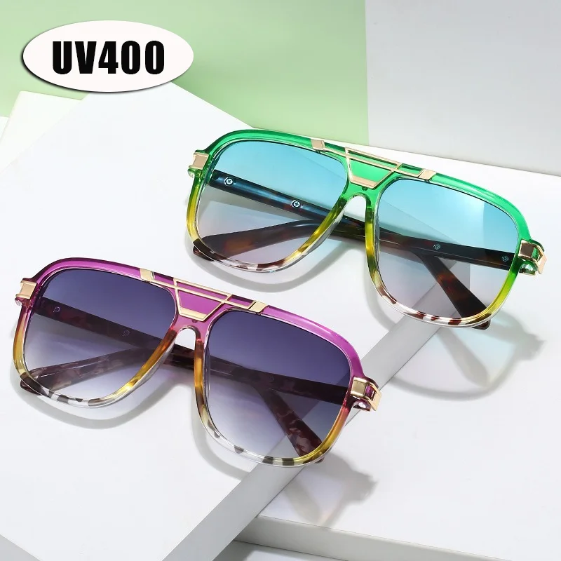 

New Personalised Double Beam Sunglasses Luxury Brand Designer Popular Metal Eyeglasses Fashion Sunshade UV Protection Glasses