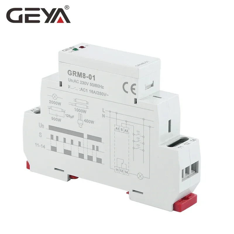 GEYA Din Rail Latching Relay 220V Impulse Relay DC12V 24V 16A Electronic Relay 220V with CE CB