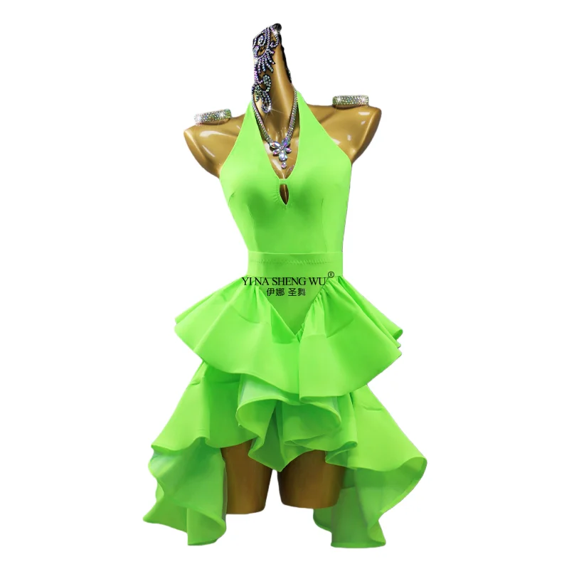 Nuevo vestido de baile latino para mujer 2026, traje de baile Sexy, ropa de escenario, traje de práctica de competición, fiesta para niñas, deporte, graduación, chico Samba