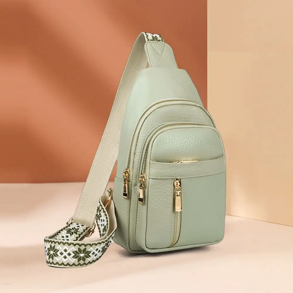 Sturdy PU Leather Bohemian Chest Bag Solid Color Vintage Crossbody Backpack Multi-Pocket Waterproof Outdoor Shoulder Bag Camping - view 3