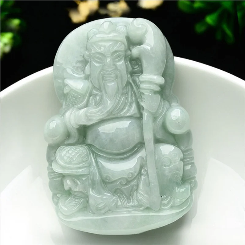 

Natural A Jadeite Jade Guan Gong Pendant, Men's God of Fortune Jade Pendant