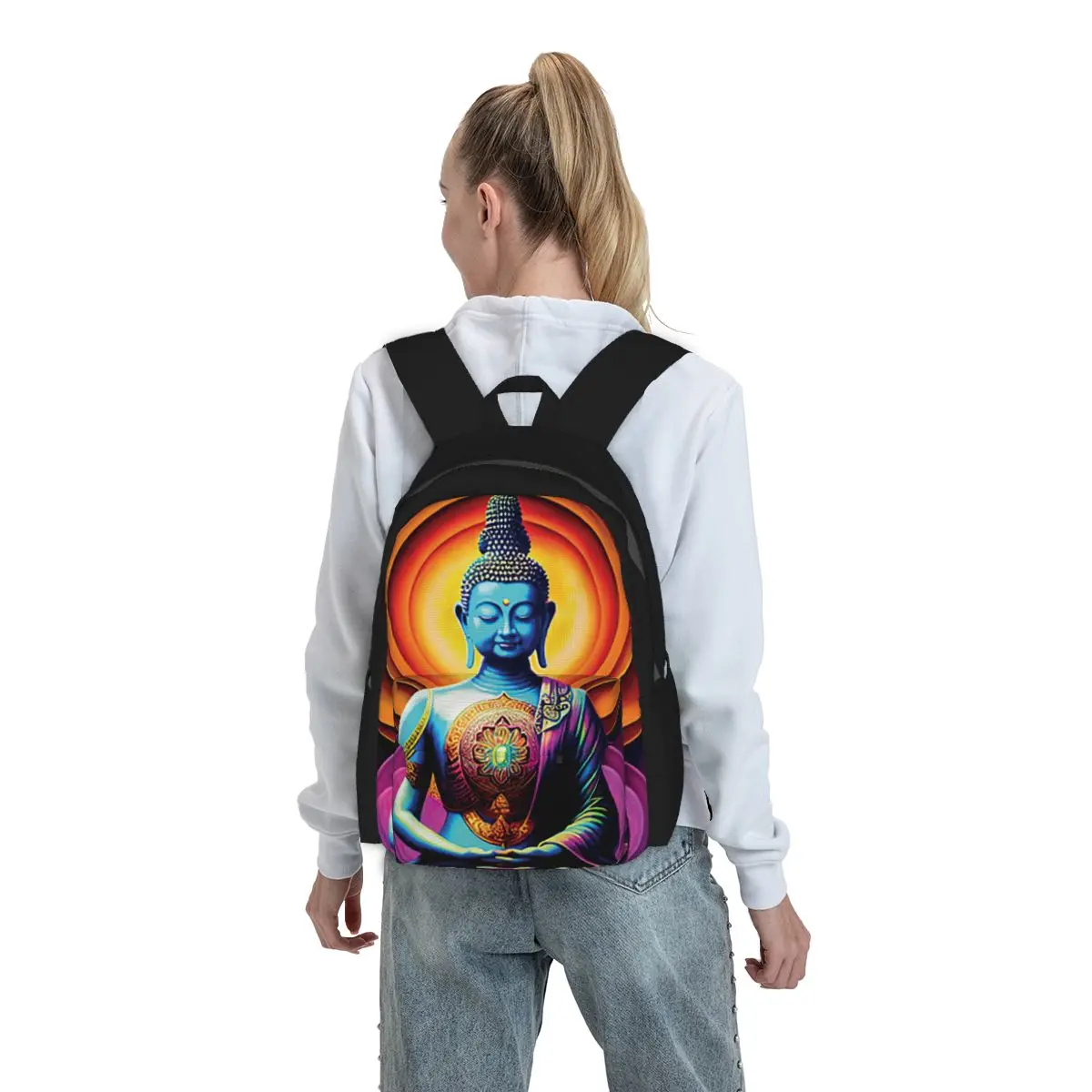 

Buddha Mandala Flower Backpack Boys Girls BookBag Kids School Bag Laptop Shoulder Bags for Men Women