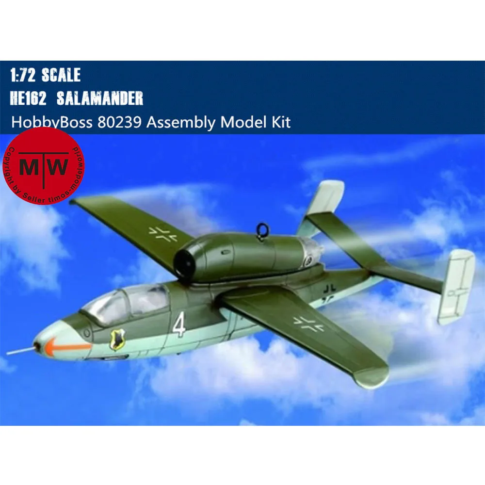 

HobbyBoss 80239 1/72 Scale He 162 Salamander Fighter Military Plastic Aircraft Assembly Model Kits