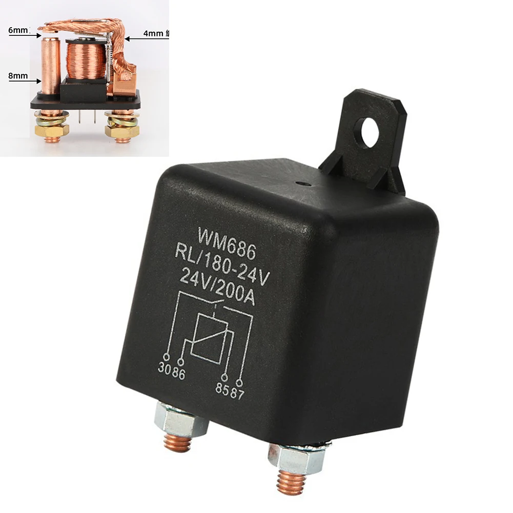 

4Pin 200A 24V Dual Battery Isolator Relay Start On/Off Car Battery Separator Coupler Power Switch Isolating Relay WM686 M6