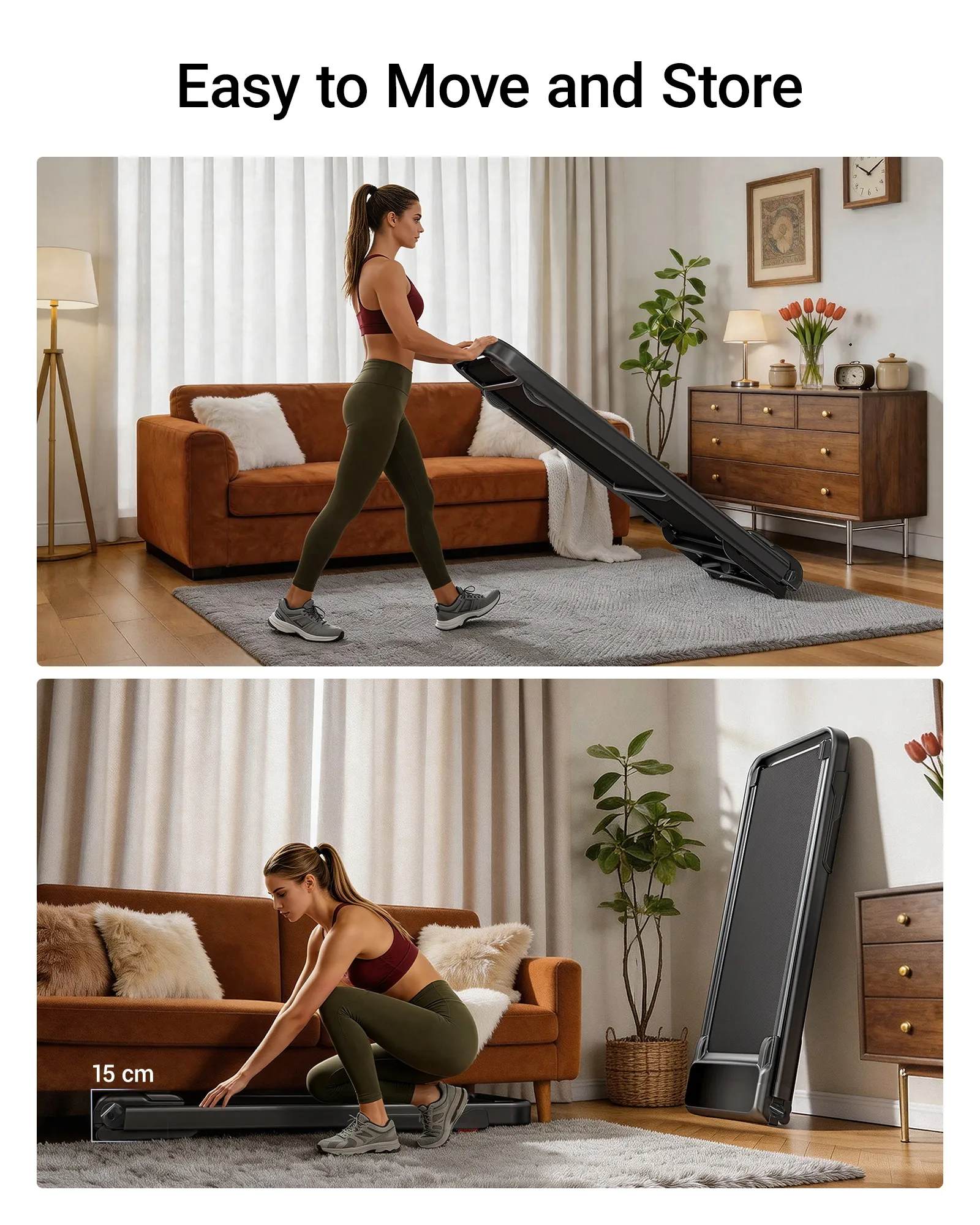 Caminadora ROBORE (2026) con Inclinación Automática de 0-15%, Velocidad de 1-12 Km/h, Motor Ultrasilencioso de 45dB, Control Remoto y Pantalla LED, Diseño para Debajo del Escritorio, Máquina Eléctrica de Caminata con Inclinación que Ahorra Espacio para el Hogar y la Oficina, 2 Alfombrillas Externas Amortiguadoras de Impactos
