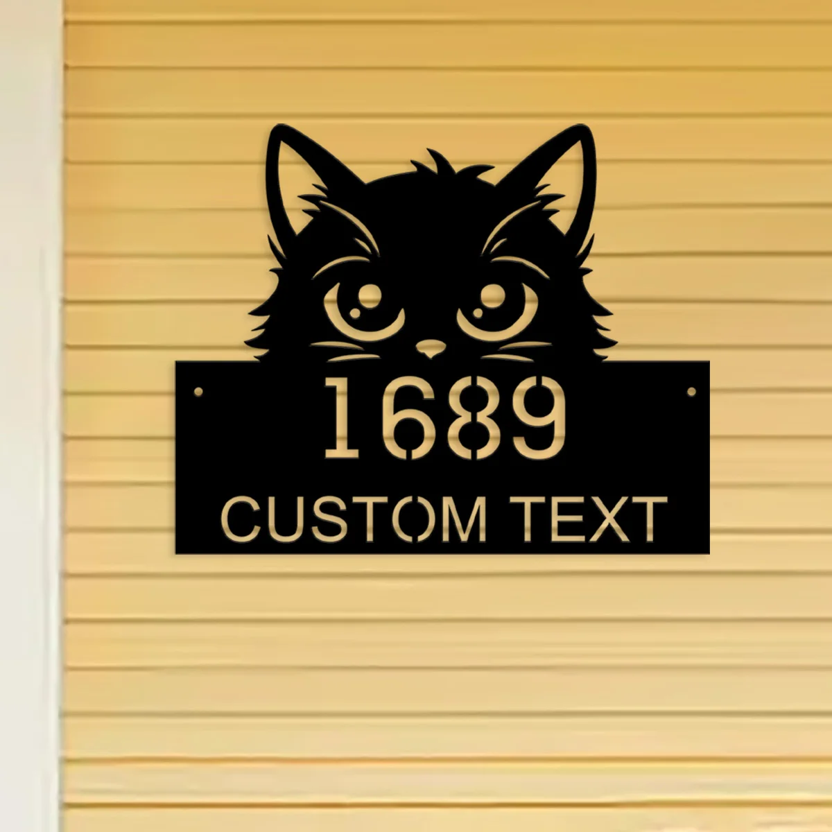 Custom Personalized Peeking Cat Metal Address Sign, House number Hanging Address Sign, Metal Sign, Home Decor, Custom Metal Sign