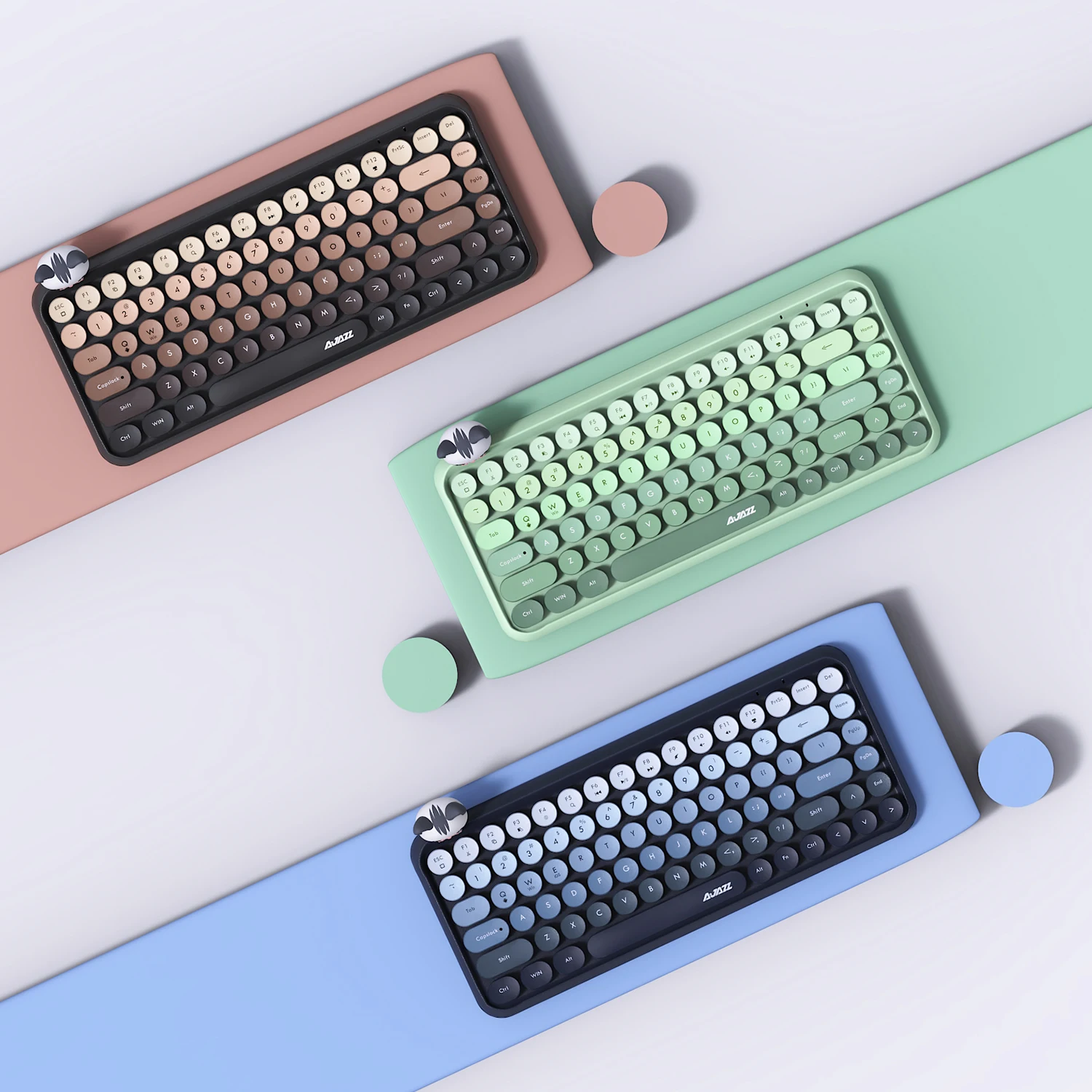 Ajazz 308i teclado Bluetooth colgante de gato magnético 84 teclas máquina de escribir Retro ergonómica teclado de oficina clásico tecla de reducción de ruido