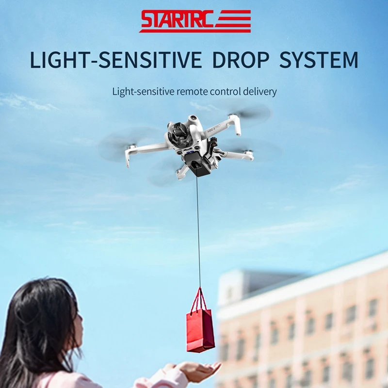 Light-Sensitive Drop System for DJI Mini 4 Pro Drone Air-thrower Remote Control Range Long Distance Delivery Release Device Kit