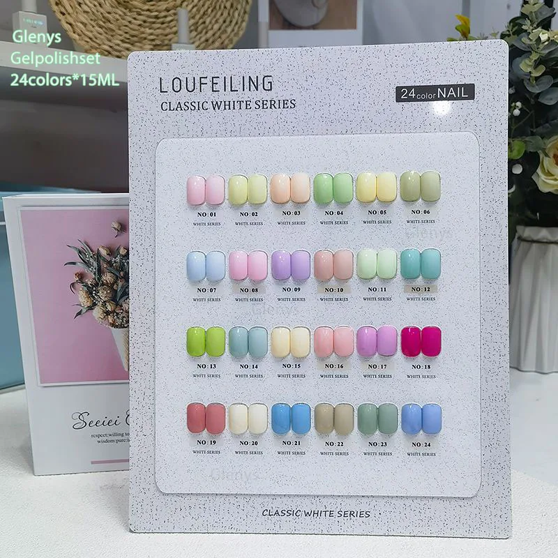 Spring and Summer Popular New 24 Color Macaron Nail Oil Gel Nail Shop Exclusive Candy Rainbow Color Tuoke Set