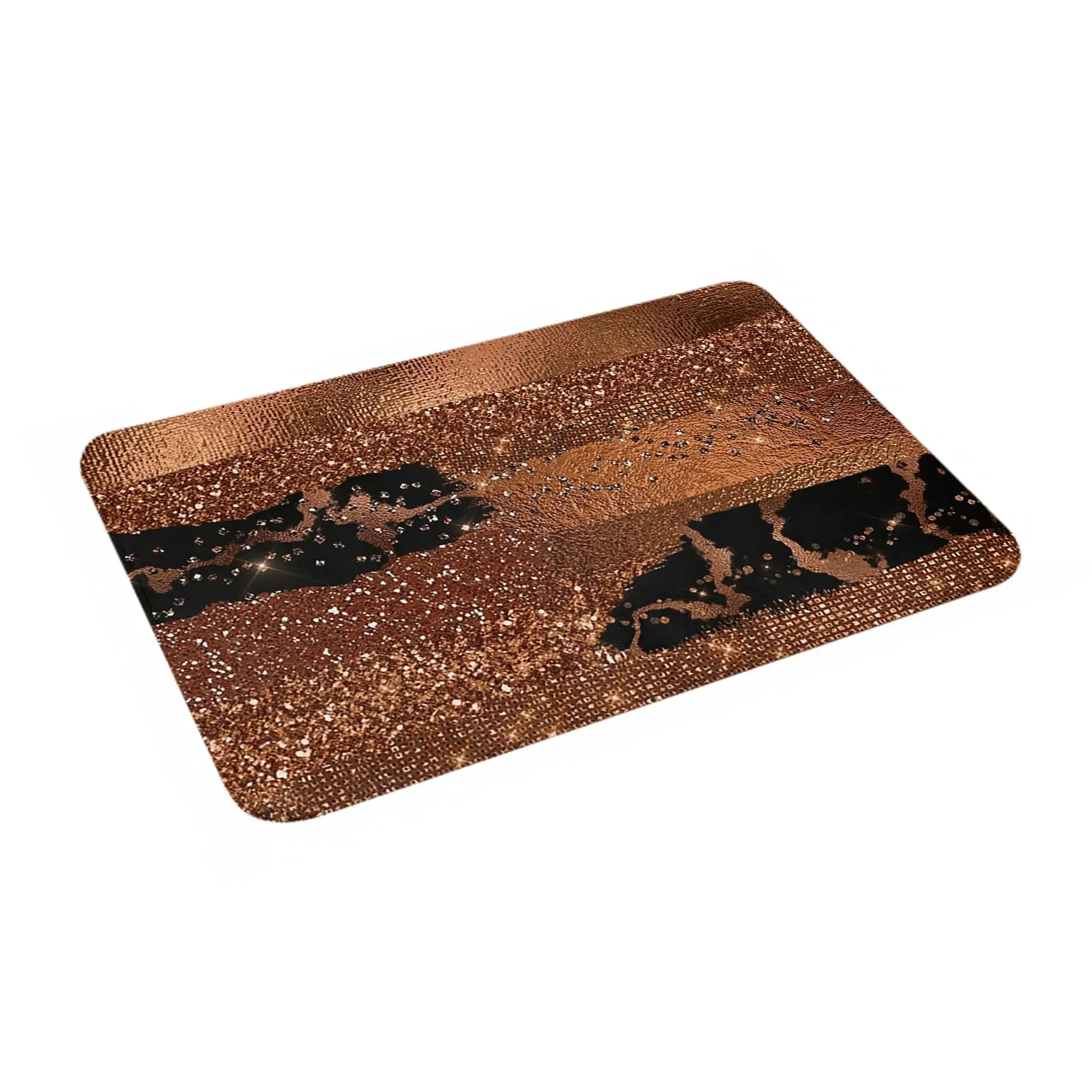 Dark Faux Copper Glamour Non-slip Doormat Floor Mat Sand Scraping Carpet Rug for Kitchen Entrance Home Bedroom Footpad Mats