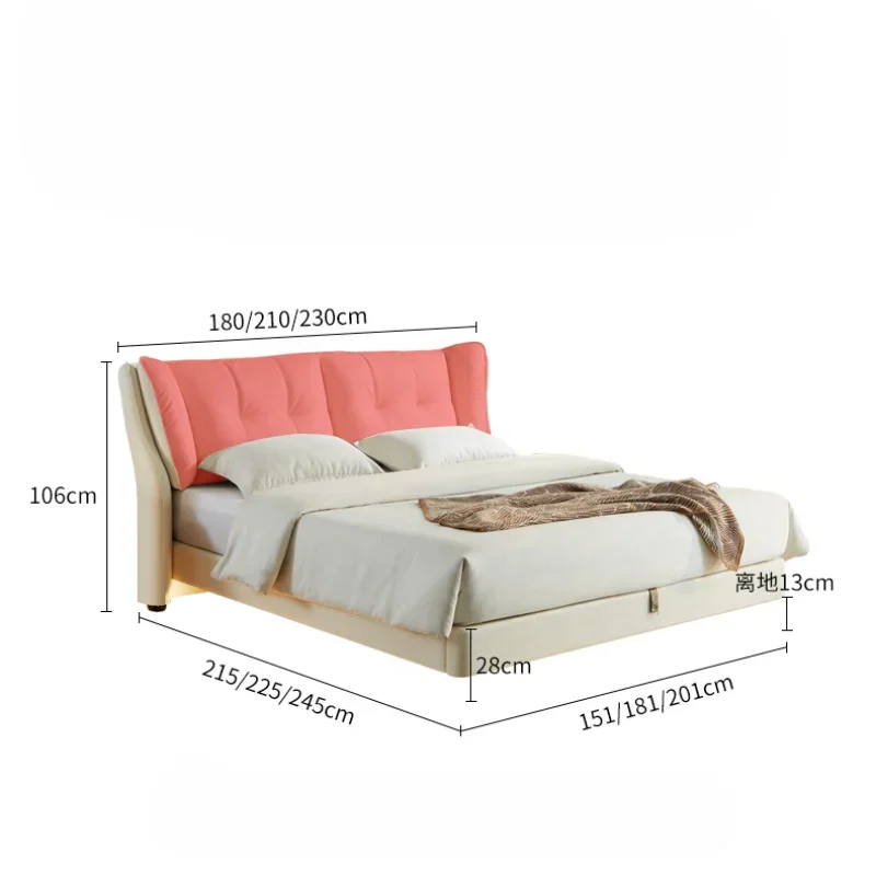 Pretty Nordic Modern Double Bed Storage Girls Lights White Comferter Bed Solid Wood Camas De Dormitorio Bedroom Set Furniture
