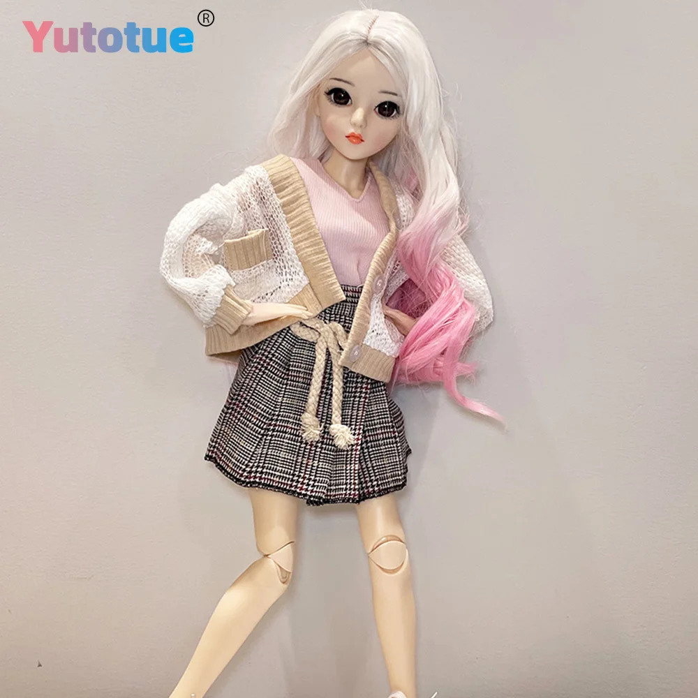 YUTOTUE Bambola da ragazza da 24 pollici di altezza con set completo di vestiti rimovibili Abiti Parrucche ricci di colore sfumato Regalo giocattolo per bambini