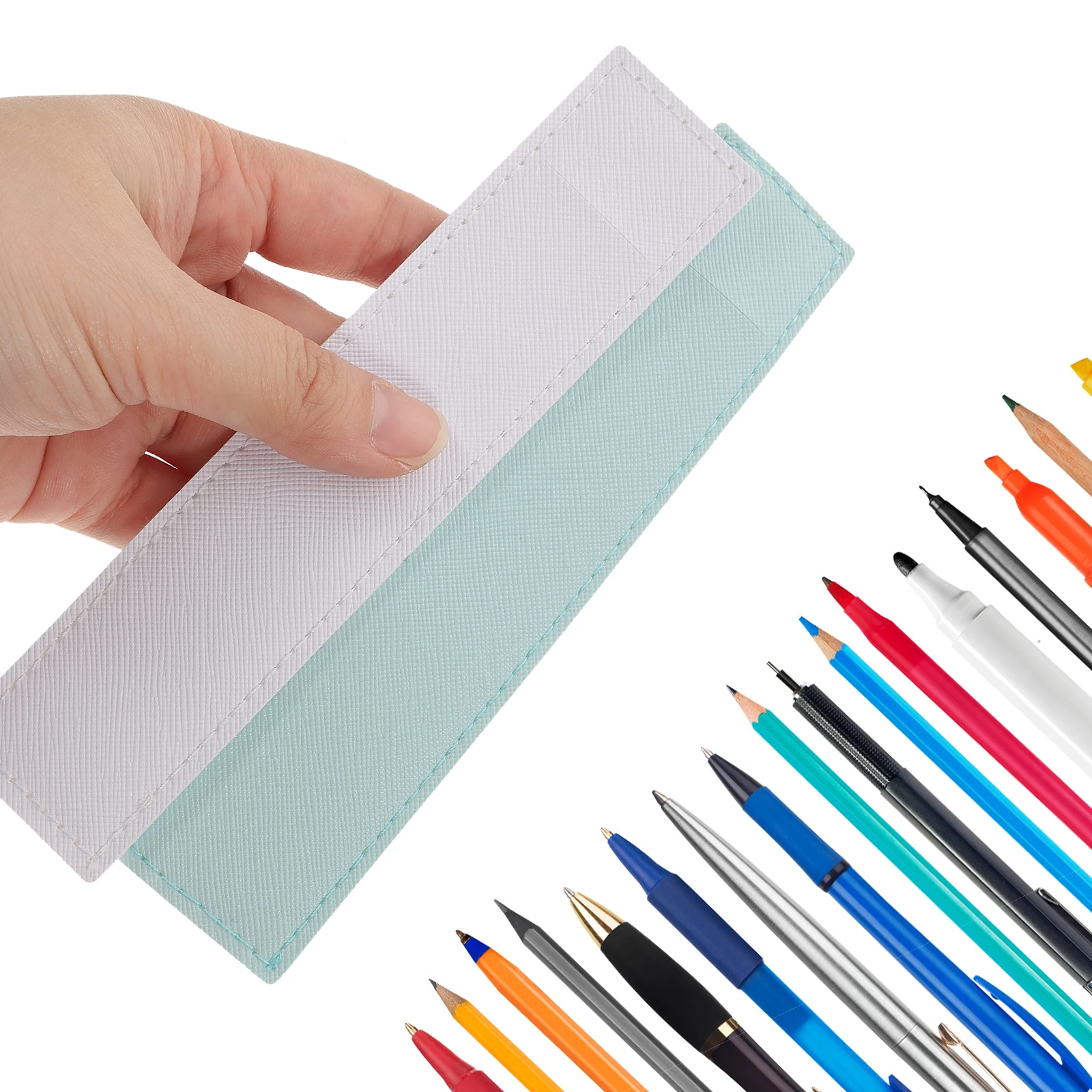 

12 pcs Pen Sleeve Single Fountain Pen Holder Pencil Case Sleeve Belt Pouch College Office Stationery Storage Lightweight