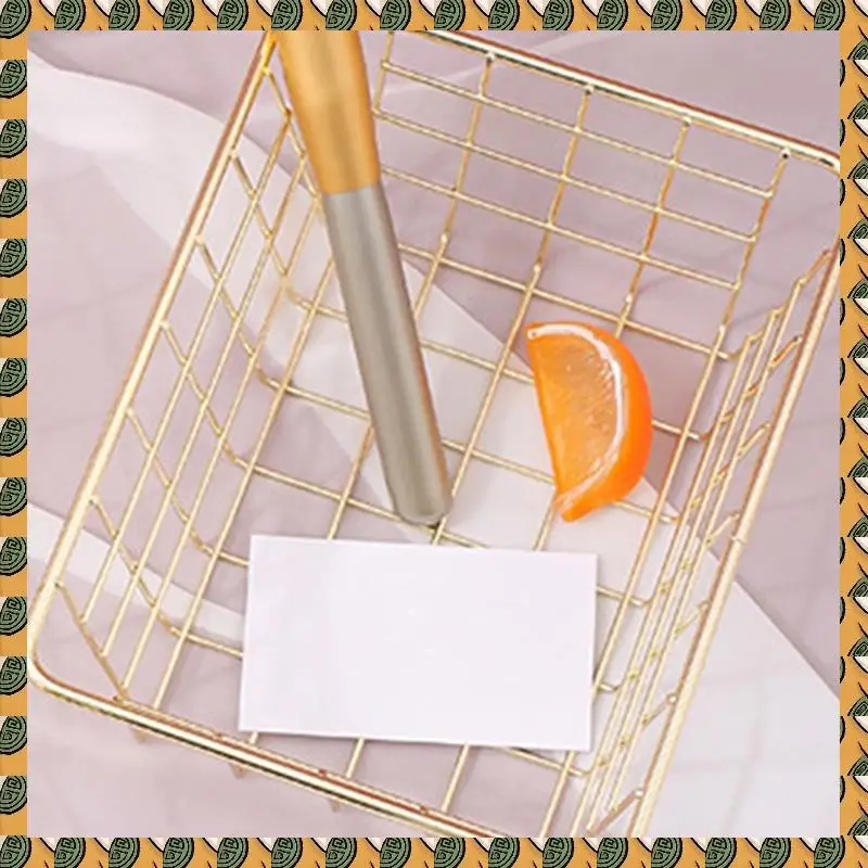 

A77I 4X Storage Basket Solid Color Household Iron Basket Storage Box Bedroom Bathroom Gold S