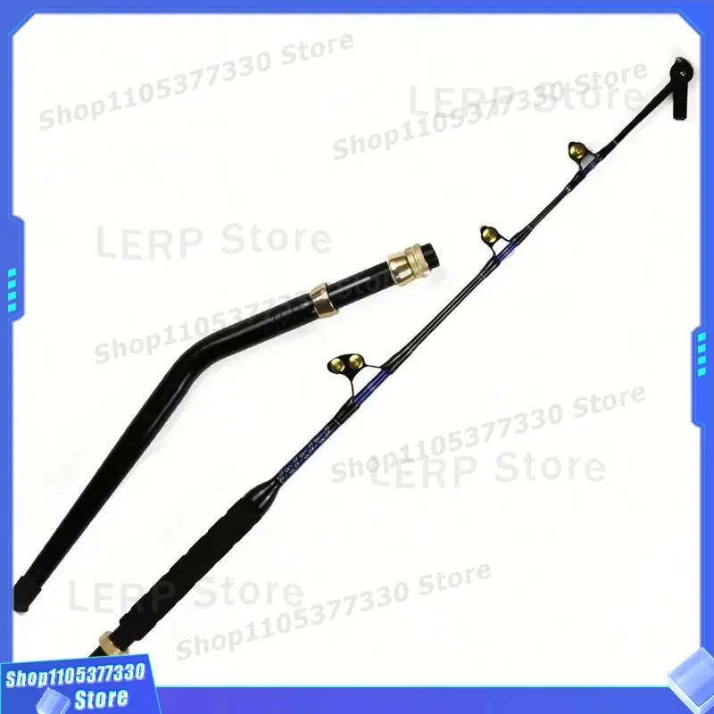 Heavy Duty Offshore Fishing Rod With Rotating Pointed Roller For Seawater Boat Angling Curved Or Straight Handle Drag Reel
