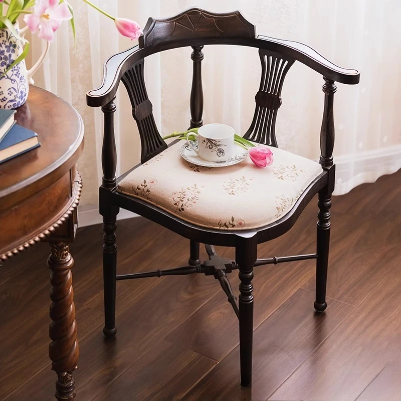 

Medieval Home Living Room Balcony Backrest Armrest Triangle Chair Bedroom Dressing Chair