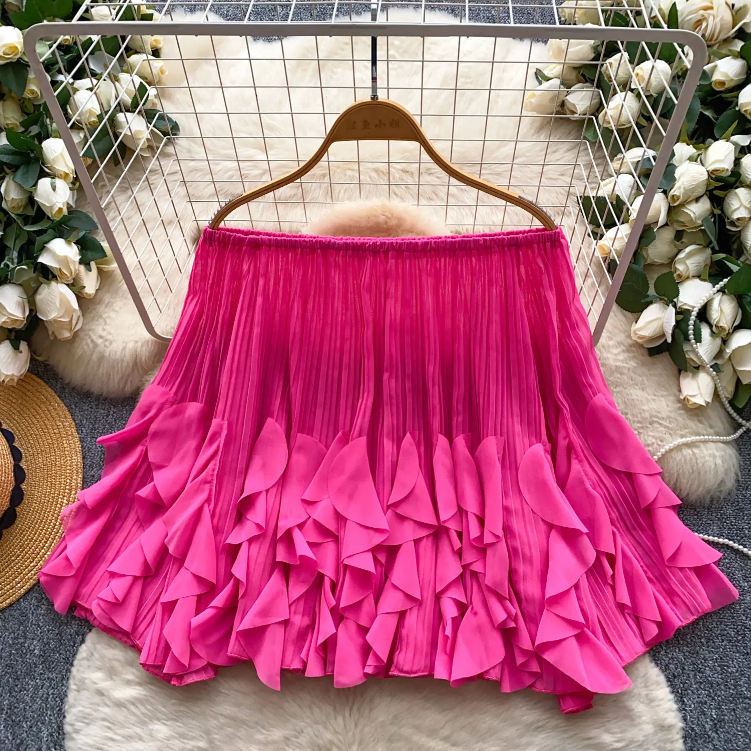 

Women Blouse Solid Tops Petal Mesh Spliced Cut Out Slash Neck Sleeveless Slight Strech Slim Fit Office Casual 2025 Spring Summer