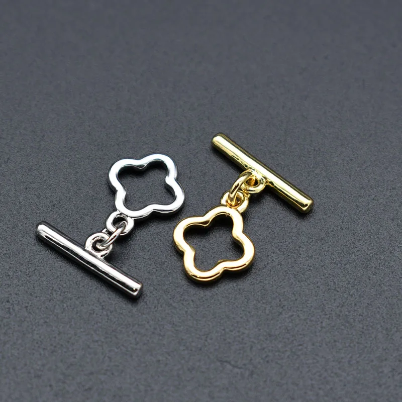 Jewelry Making Supplies High Quality Color Remain Silver Gold Plated Clover OT Clasp Connector for DIY Jeweley