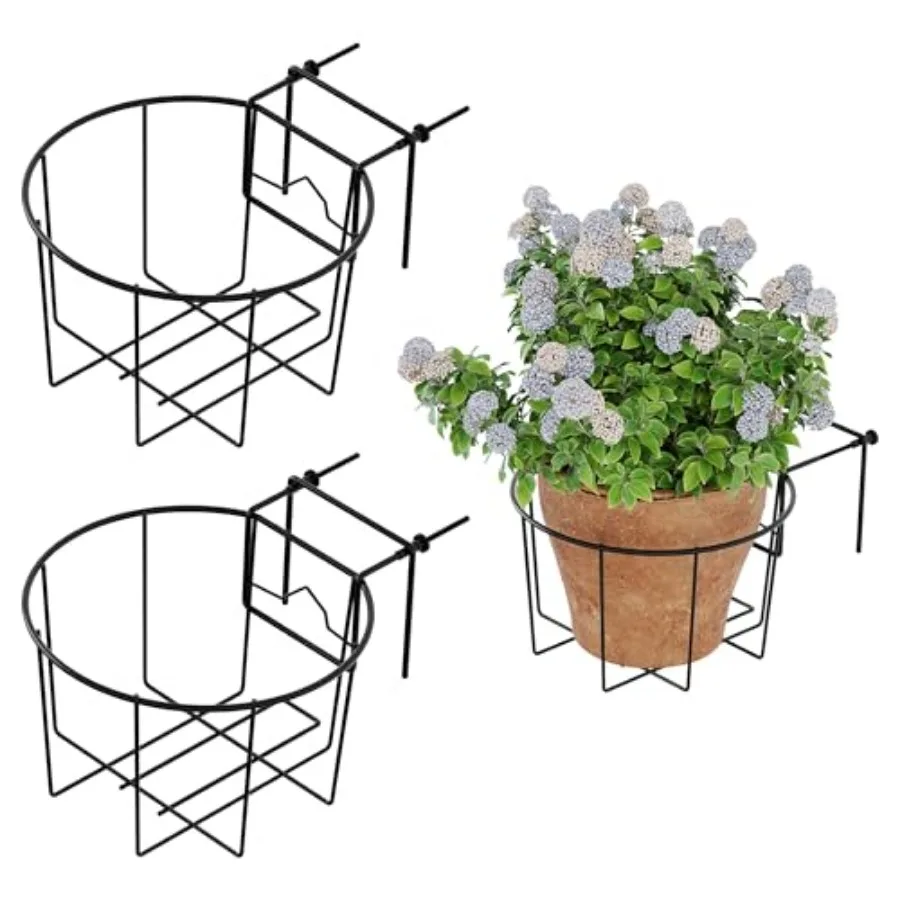 

10-дюймовое кашпо для перил - подходит для перил диаметром от 3 до 5,5 дюймов - регулируемый подвесной держатель для цветочных горшков для улицы, балкона, террасы