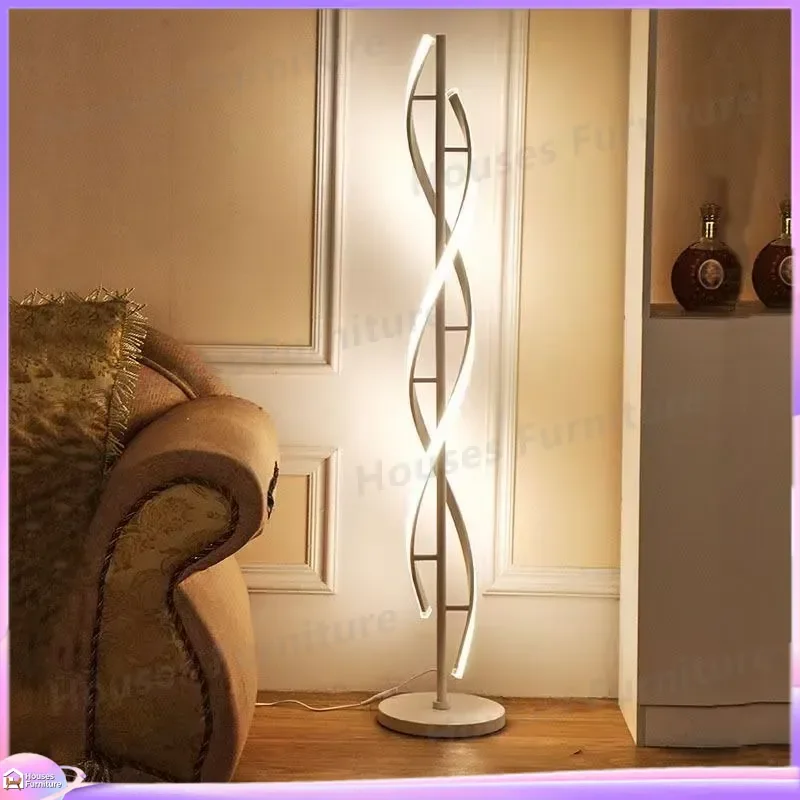 For 1.5m Spiral Floor Lamp Modern Minimalist Vertical Rotating Standing Light Living Room Bedroom Sofa Decor Atmosphere LED