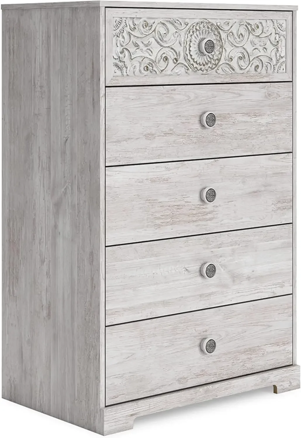 2024 NEW Paxberry Boho 5 Drawer Chest of Drawers, Whitewash