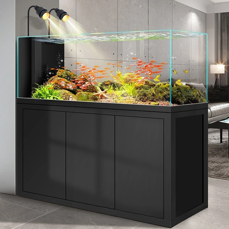 Aluminum alloy stream tank wild mining landscaping fish tank bottom filter ultra-white glass water-free large